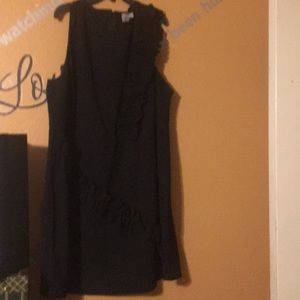 Black ruffled dress.